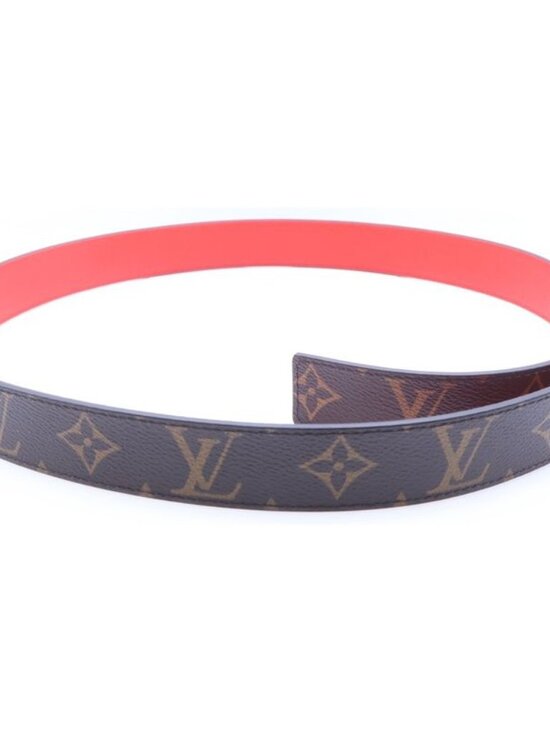 Louis Vuitton Monogram Ceinture LV Initial Leather Belt Brown Red
